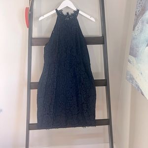 High neck open back lace sheath dress nwt
